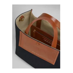 Marni Indkøbstasker*Brun-Denim Skuldertaske Multifarvet