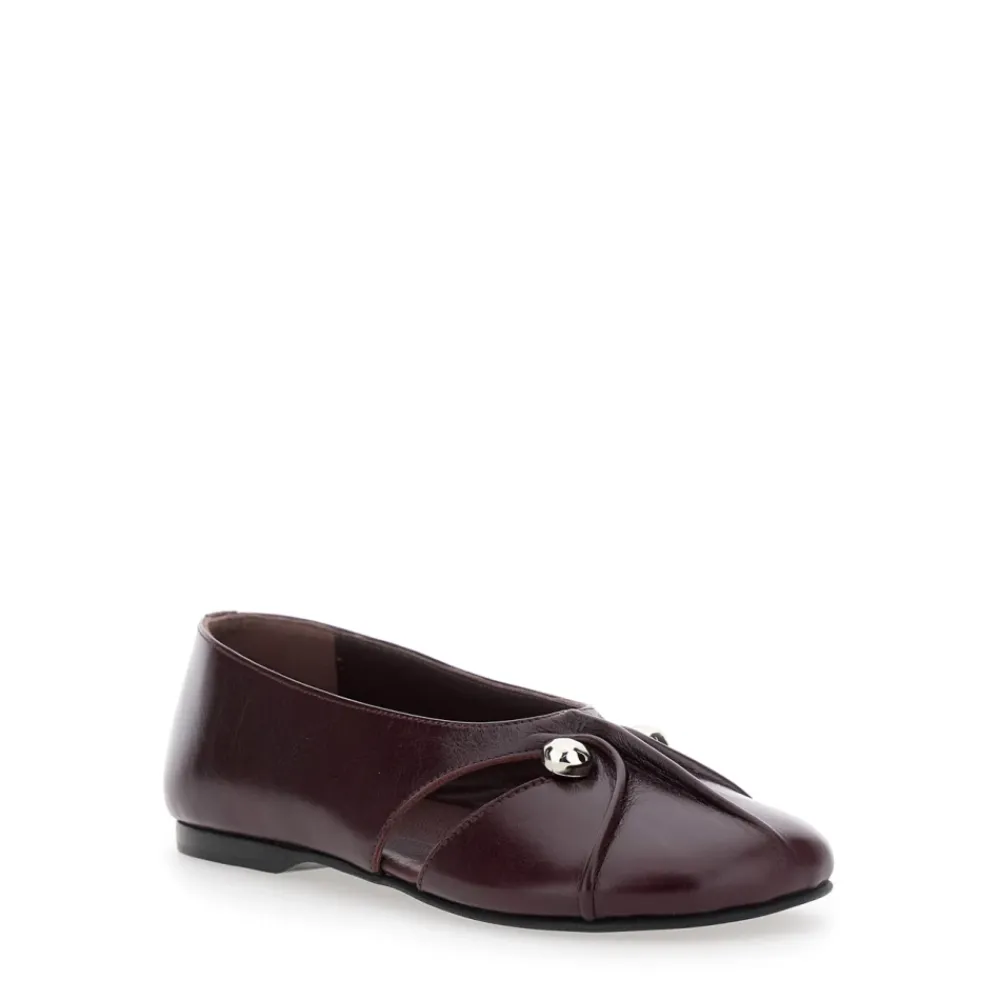 ALOHAS Ballerina Sko*Burgundy Læder Ballet Flats Rød