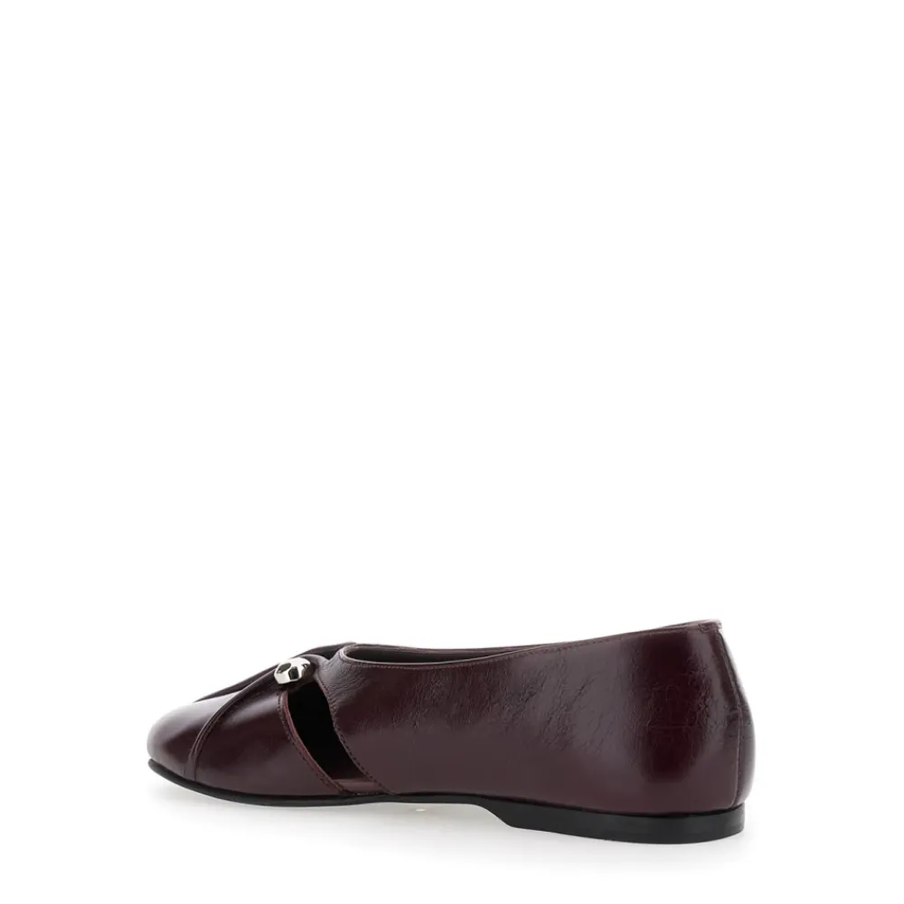 ALOHAS Ballerina Sko*Burgundy Læder Ballet Flats Rød