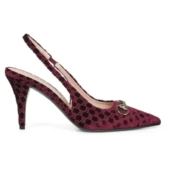 Gucci Pumps|Stiletter*Burgundy Velvet Ankelrem Sandaler Rød
