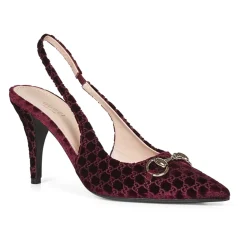 Gucci Pumps|Stiletter*Burgundy Velvet Ankelrem Sandaler Rød