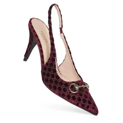 Gucci Pumps|Stiletter*Burgundy Velvet Ankelrem Sandaler Rød
