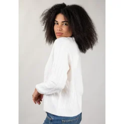 Roy Roger's Striktrøjer & Sweatere*Cable Crew Neck Hvid