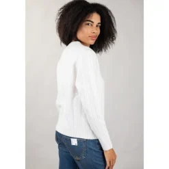 Roy Roger's Striktrøjer & Sweatere*Cable Crew Neck Hvid