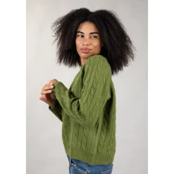 Roy Roger's Striktrøjer & Sweatere*Cable Crew Neck Grøn