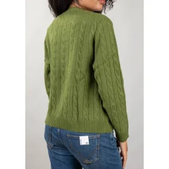 Roy Roger's Striktrøjer & Sweatere*Cable Crew Neck Grøn