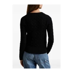 Ralph Lauren Striktrøjer & Sweatere*Cable Knit Cardigan med Knapper og Rund Halsudskæring Sort