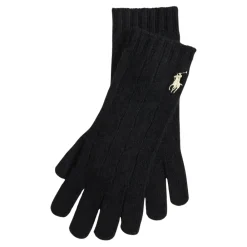 Ralph Lauren Handsker*Cable Knit Full-Finger Gloves Sort