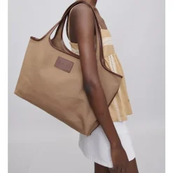 A.P.C. Indkøbstasker*Canvas Læder Trim Tote Taske Brun