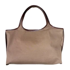 A.P.C. Indkøbstasker*Canvas Læder Trim Tote Taske Brun