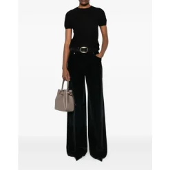 Lisa Yang T-Shirts*Cashmere Kortærmet Rund Hals Fin Strik Sort