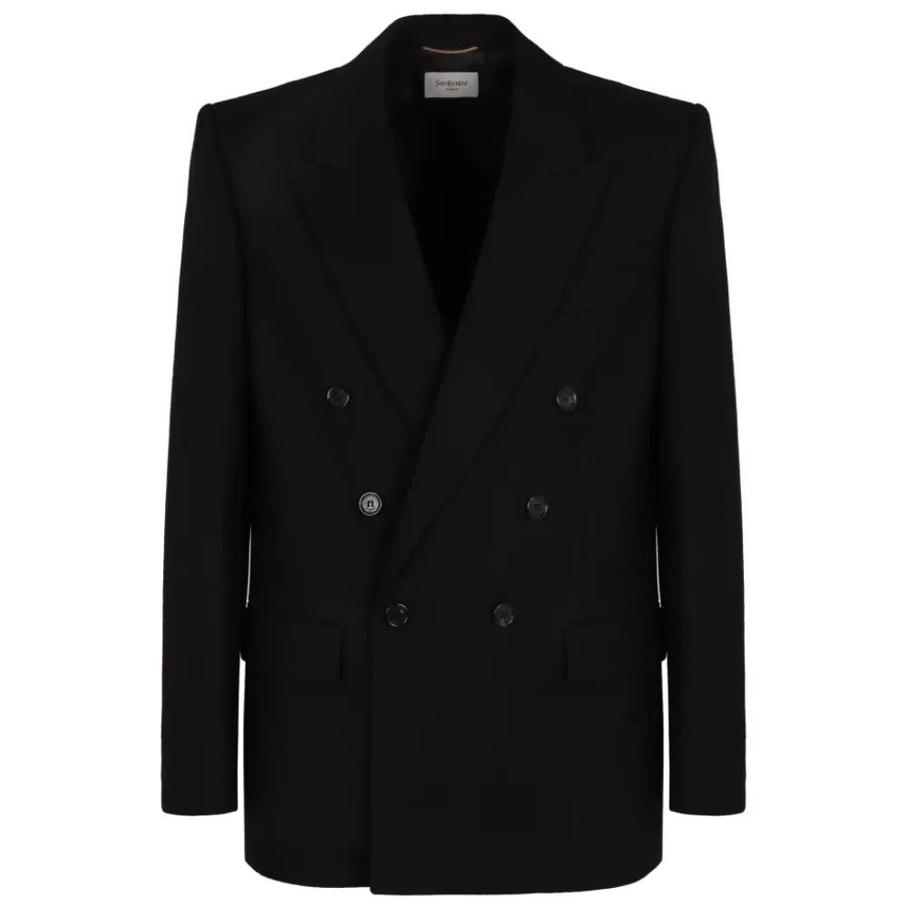 Saint Laurent Jakker*Cassandre Uld Blazer Sort