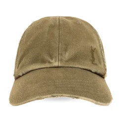 Saint Laurent Huer & Kasketter*Cassandre Washed Denim Baseball Cap Grøn