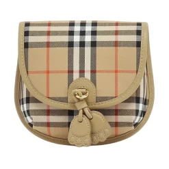 Burberry Skuldertasker*Check Crossbody Taske Beige