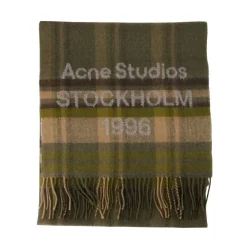 Acne Studios Tørklæder*Check Logo Scarf - Wide Grøn