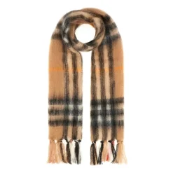 Burberry Tørklæder*Checked Mohair Wool Scarf Beige