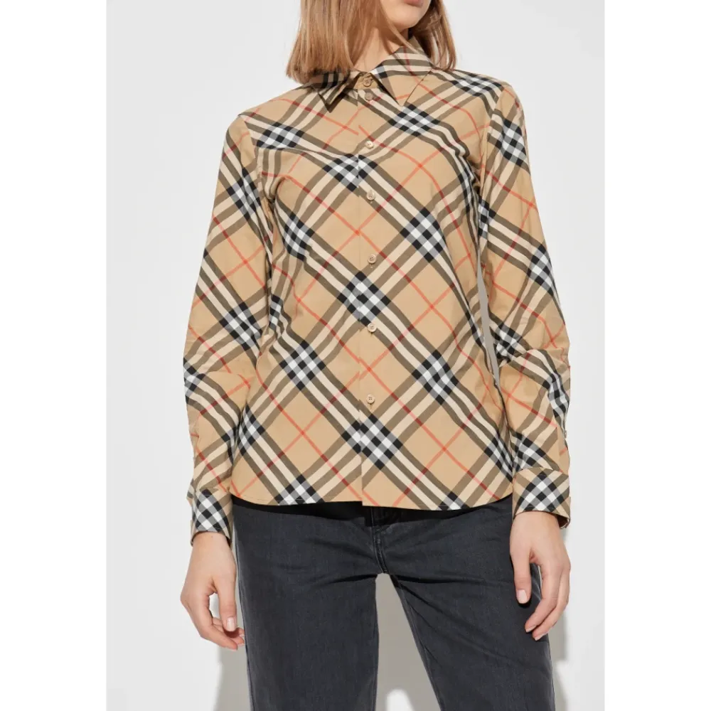 Burberry Bluser & Skjorter*Checkered Shirt Beige