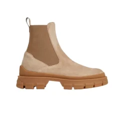 Moncler Chelsea Boots*Chelsea-støvler i ruskind med profilsål Beige
