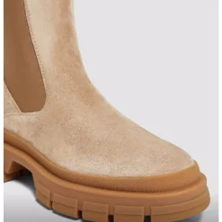 Moncler Chelsea Boots*Chelsea-støvler i ruskind med profilsål Beige