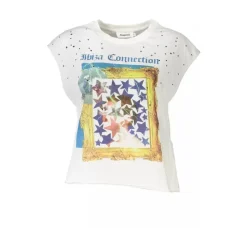 Desigual T-Shirts*Chic Sleeveless White Tee with Print Hvid