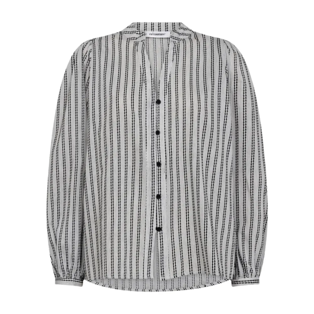 Co'Couture Bluser & Skjorter*Chic Sort og Hvid V-Shirt Grå