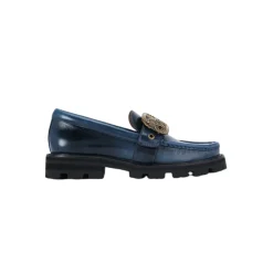 Kurt Geiger Loafers*Chunky Læder Loafers med Antik Messing Spænde Blå