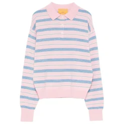 Guest In Residence Striktrøjer & Sweatere*Collegiate Stripe Cashmere Polo Pink