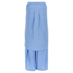 Giuseppe Di Morabito Bukser*Cotton Poplin Pants with Crystal Appliqué Blå