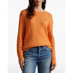 Ralph Lauren Striktrøjer & Sweatere*Crew Neck Sweater med Logo Orange