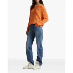 Ralph Lauren Striktrøjer & Sweatere*Crew Neck Sweater med Logo Orange