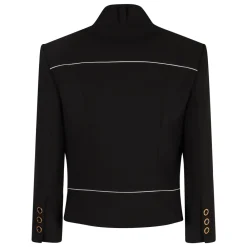 Elisabetta Franchi Jakker*Crêpe Jakke med Tofarvet Foulard-tørklæde Sort