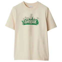 Burberry T-Shirts*Daisy Logo Print Bomulds T-shirt Beige