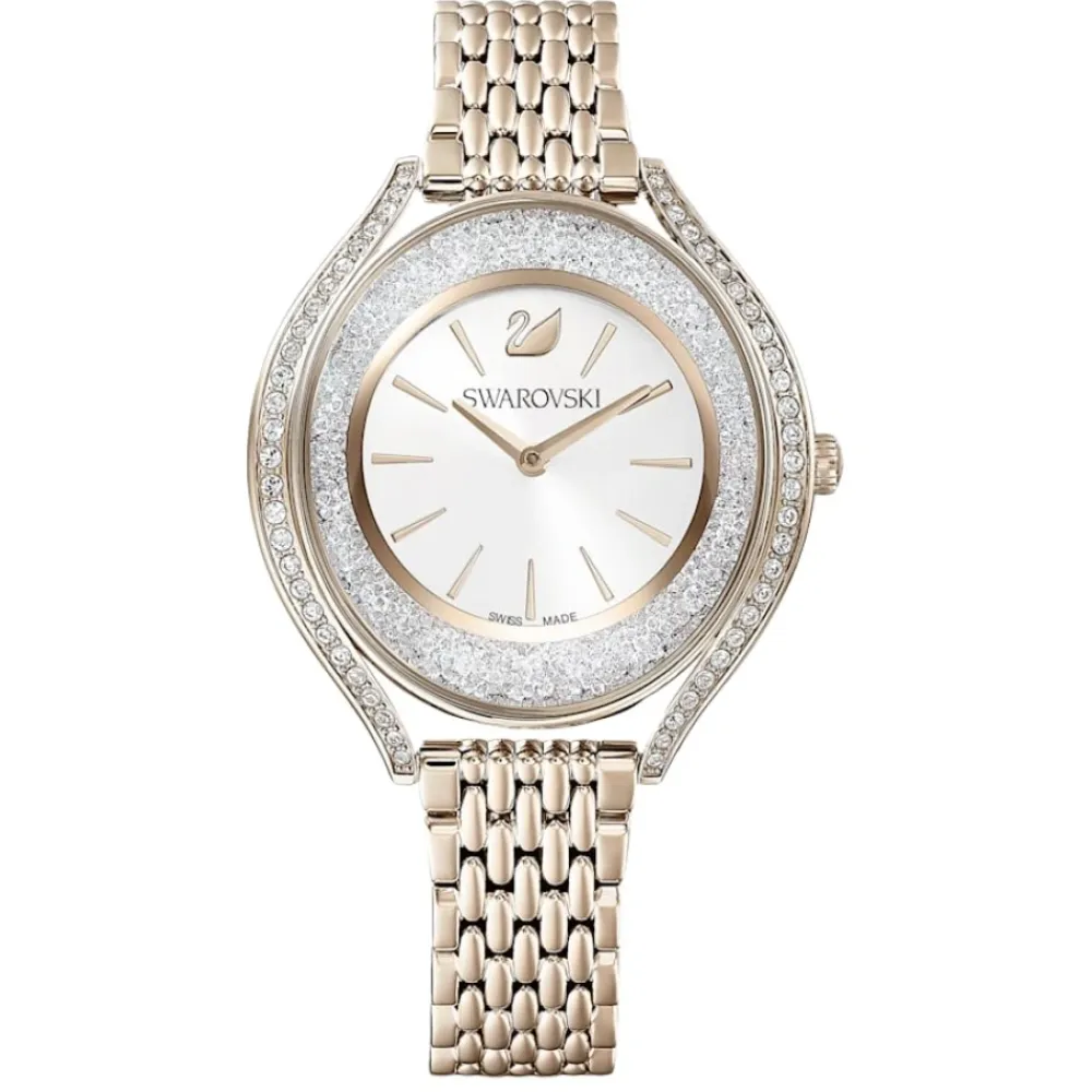 Swarovski Ure*Damearmbåndsur Crystalline Aura Ur Schweizisk Produktion, Metalarmbånd, Gylden, Champagne-Gylden Finish 5519456 Gul