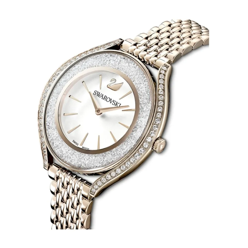 Swarovski Ure*Damearmbåndsur Crystalline Aura Ur Schweizisk Produktion, Metalarmbånd, Gylden, Champagne-Gylden Finish 5519456 Gul