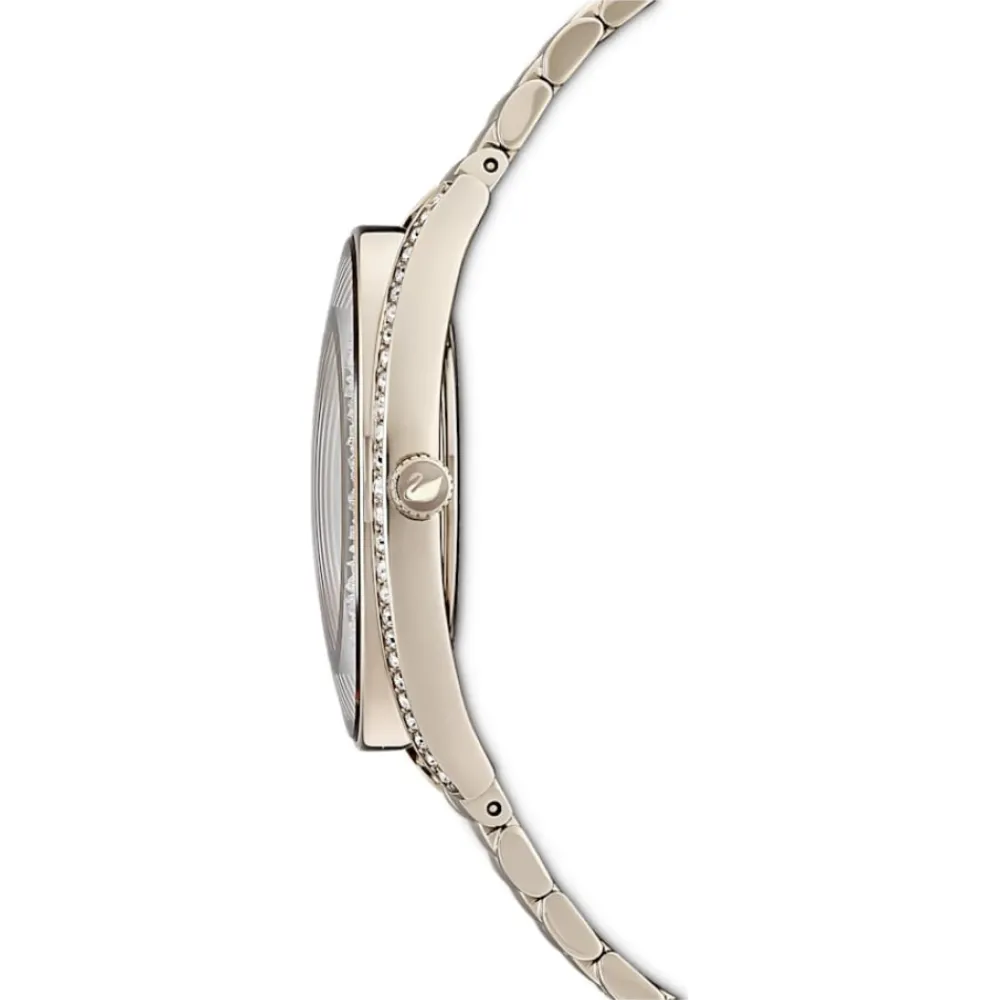 Swarovski Ure*Damearmbåndsur Crystalline Aura Ur Schweizisk Produktion, Metalarmbånd, Gylden, Champagne-Gylden Finish 5519456 Gul