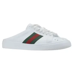 Gucci Loafers*Dameslip-on sandaler med tofarvede bånd Hvid