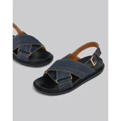 Marni Sandaler*Denim Criss-Cross Sandal Blå