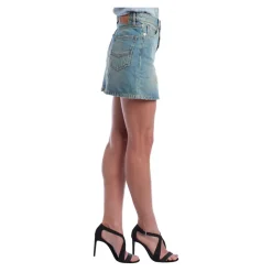 Zadig & Voltaire Nederdele*Denim Mini Nederdel med Distressed Effekt Blå