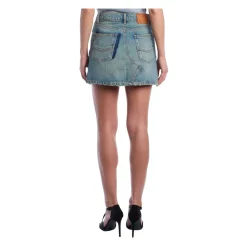 Zadig & Voltaire Nederdele*Denim Mini Nederdel med Distressed Effekt Blå