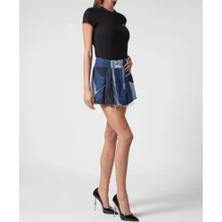 Philipp Plein Nederdele*Denim Mini Skirt Blå