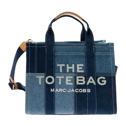 Marc Jacobs Indkøbstasker*Denim Tote Taske med Logo Print Blå
