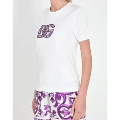 Dolce & Gabbana T-Shirts*DG Baroque Print T-Shirt Hvid