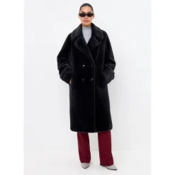 Cesare Gaspari Frakker*Dobbeltknappet Fuskepelsfrakke Miriam Grå