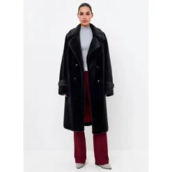 Cesare Gaspari Frakker*Dobbeltknappet Fuskepelsfrakke Miriam Grå