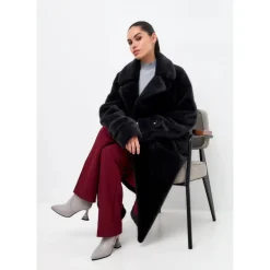 Cesare Gaspari Frakker*Dobbeltknappet Fuskepelsfrakke Miriam Grå