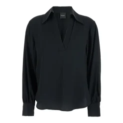 PLAIN Bluser & Skjorter*Double Georgette Puff Sleeves Shirt Sort