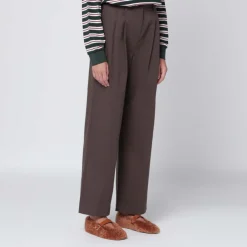 Dunst Bukser*Double Plisseret Bred Chino Slacks Brun