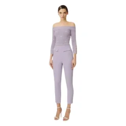 Elisabetta Franchi Bukser*Double-Layer Stretch Crepe Bukser Lilla