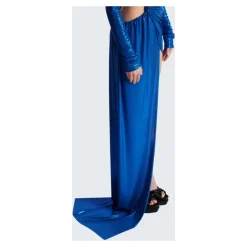 Balmain Kjoler*Draped Jersey Lamé Kjole Blå