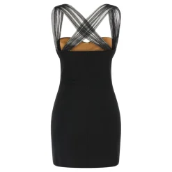 NENSI DOJAKA Kjoler*Draperet Mini med Vatterede Skåle Sort